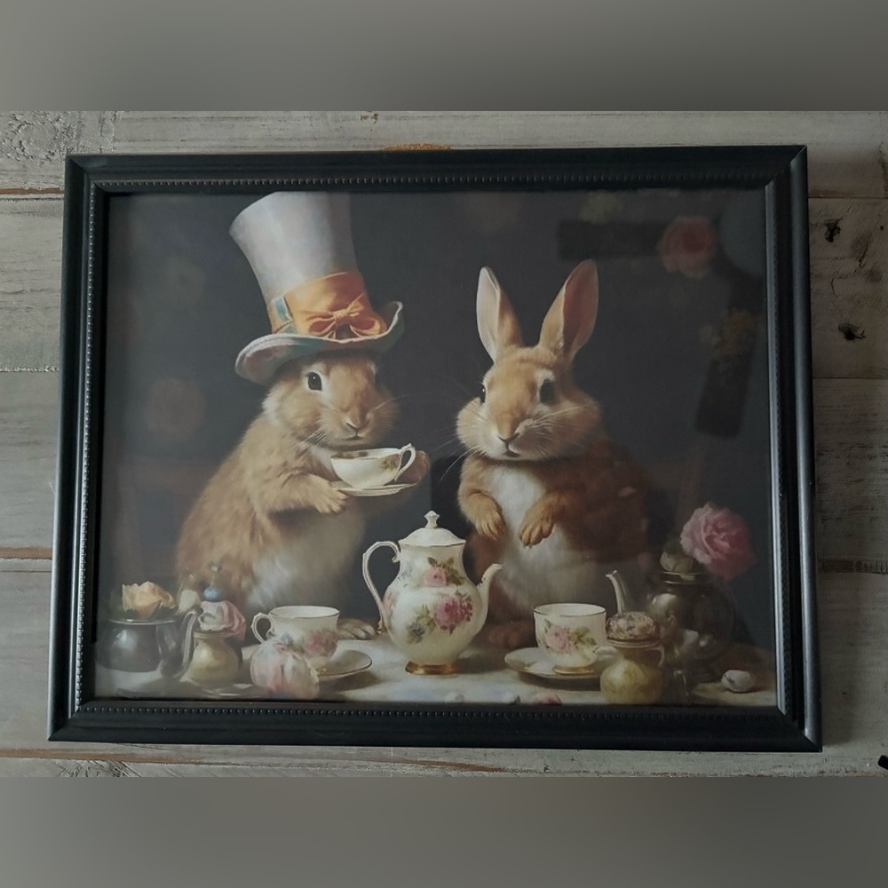 Charming Rabbit Tea Party Framed Art